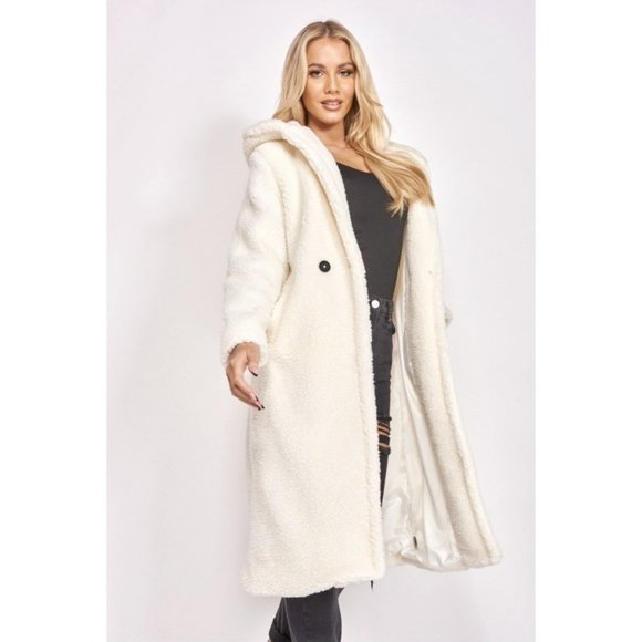 Jackets & Blazers - 1 DAY SALE! Long Sleeve Hoodie Hooded Long Maxi Borg Teddy Bear Fur Coat